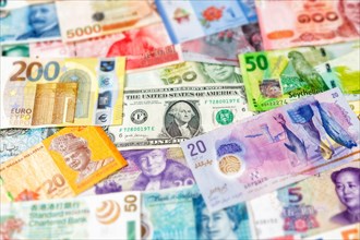 Money banknotes euro dollars currencies finances on travel background pay pay banknotes in Stuttgart
