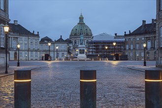 Amalienborg Palace and the dome of Frederik's Church