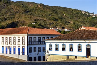 Old colonial style houses in the historic town of Ouro Preto in the state of Minas Gerais