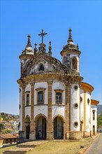 One of the many historic churches in Baroque and colonial style from the 18th century in the city of Ouro Preto in Minas Gerais