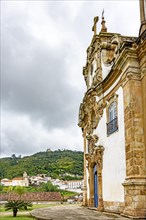 Facade of a historic church in the city of Ouro Preto