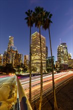 Downtown Los Angeles skyline with skyscrapers in the evening in Los Angeles