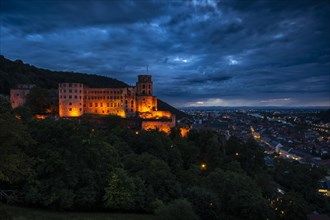 The city of Heidelberg at dusk