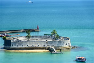 Ancient and historic fortress surrounded by the clear waters of the Salvador sea and built in the 17th century