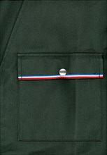 Green military jacket with flag of France