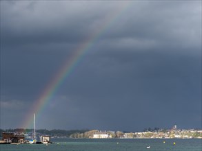 Rainbow and thunderclouds over Seewalchen am Attersee