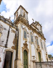 Old and historic church facade located in Salvador