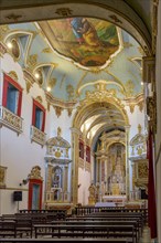 Beautiful historic baroque church interiors decorated with gold in Pelourinho in Salvador city