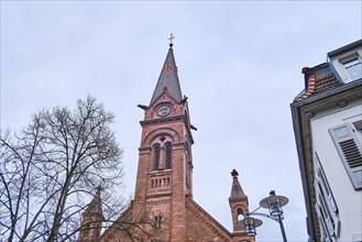 The neo-Romanesque Catholic Parish Church of St. John Nepomuk in Neckargemuend