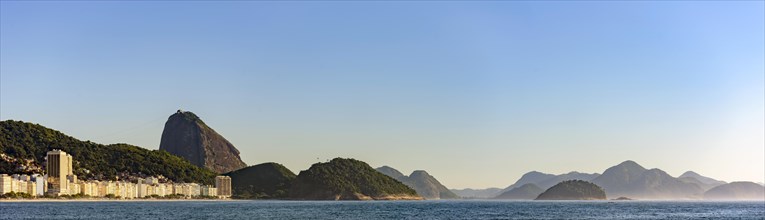 Panoramic image of Copacabana beach with the Sugar Loaf Mountain