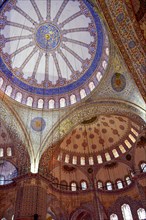 Ceiling and interior of the famous Blue Mosque in Istanbul