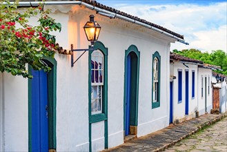 Streets and houses in the historic city of Tiradentes with its colorful facades and cobblestones in the state of Minas Gerais