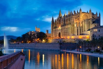 Cathedral of St. Mary La Seu in Gothic architectural style Gothic architecture in the evening light