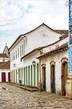 Quiet street in the historic city of Paraty in the state of Rio de Janeiro with its colonial-style houses and cobblestone street