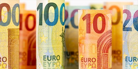 Euro banknotes save money finances background pay pay banknotes banner in Stuttgart