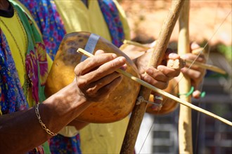 Brazilian musical instrument called berimbau and usually used during capoeira brought from africa and modified by the slaves