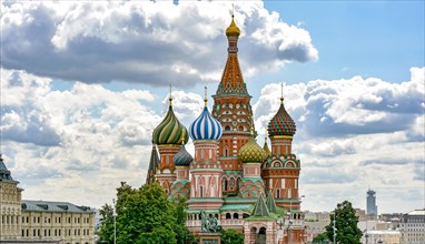 Cathedral of St. Basil the Blessed in Moscow with its characteristic architecture with colorful domes and facade