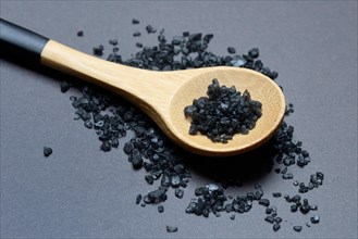 Black Hawaiian salt on spoon