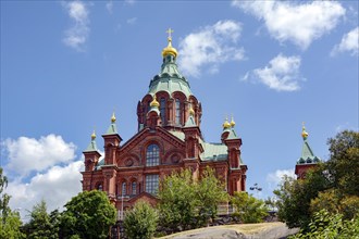 Famous Uspenski orthodox christian cathedral in Helsinki city in Finland
