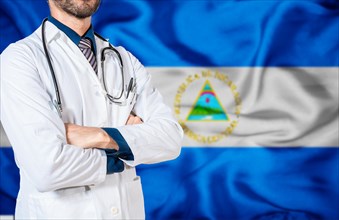 Health and care with the flag of Nicaragua. Nicaragua national health concept