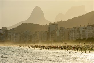 Late afternoon at Copacabana beach during the summer of covid in Rio de Janeiro