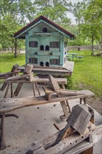 Dovecote and carving benches or carving donkeys