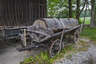 Old wagon with slurry tanker