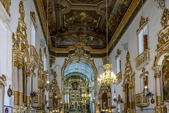 Interior and altar of the famous church of Bonfim in Salvador