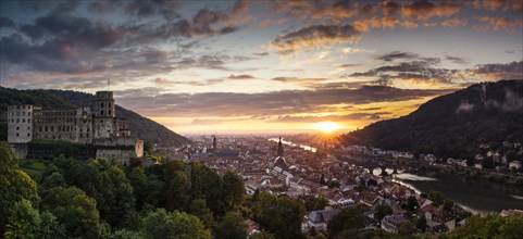 The city of Heidelberg at sunset at the golden hour