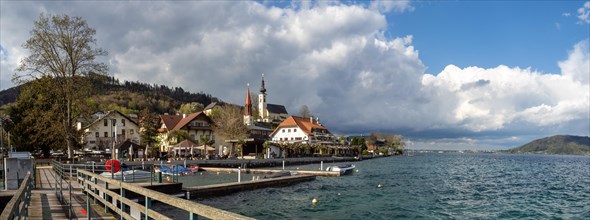 Harbour and churches at Attersee