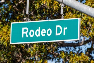 Rodeo Dr Drive street sign in Beverly Hills Los Angeles