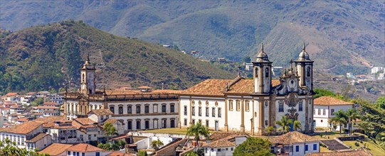 Panoramic view from the top of the historic center of Ouro Preto with its houses