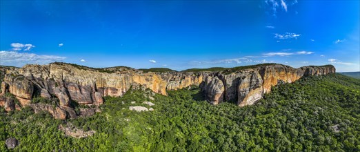 Aerial of the Sandstone cliffs in the Unesco site Serra da Capivara National Park