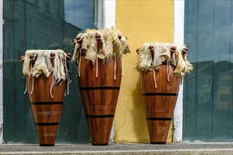 Ethnic drums also called atabaques on the streets of Pelourinho district
