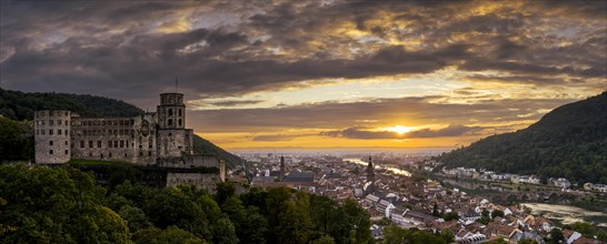 The city of Heidelberg at sunset at the golden hour