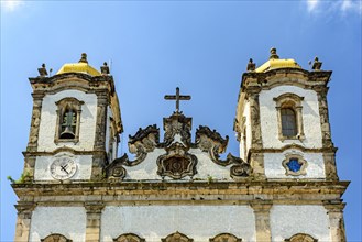 Details of the towers of the famous church of Nosso Senhor do Bonfim which is the site of numerous religious and popular celebrations in Salvador
