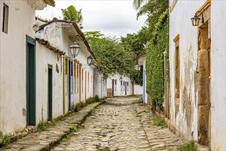Old streets of the famous city of Paraty on the coast of the state of Rio de Janeiro and founded in 1667 with its colonial-style houses and cobblestones