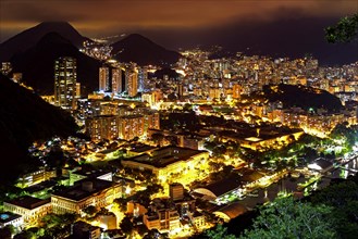 Night view of the top of the Botafogo neighborhood in Rio de Janeiro with city lights