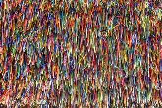 Famous and colorful ribbons of our lord do Bonfim which is believed to bring luck and are traditional in the city of Salvador in Bahia.