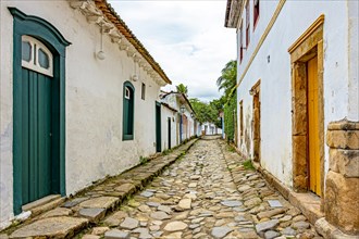 Famous streets of the ancient and historic city of Paraty with its cobblestones and old colonial-style houses