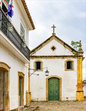 Famous church facade in the ancient and historic city of Paraty on the south coast of the state of Rio de Janeiro founded in the 17th century