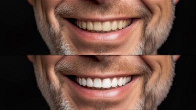 Middle-aged man showing his beautiful before and after teeth whitening smile