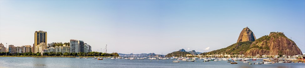 Panoramic image of Rio de Janeiro with the boats moored