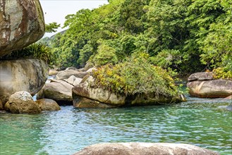Salt water lagoon between the rocks and the preserved tropical forest in Trindade on the south coast of the state of Rio de Janeiro