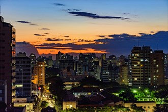 Urban view of the city of Belo Horizonte in Minas Gerais at dusk with its buildings and lights