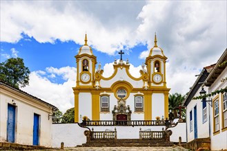 Old famous 18th century baroque style church in the historic city of Tiradentes in Minas Gerais