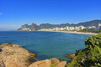 Morning at Ipanema beach seen from Arpoador stone in Rio de Janeiro