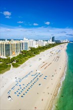 Aerial view of the beach and sea holiday in Miami Beach
