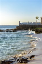 Ancient Santa Maria fortress built in the 17th century on the beach of Porto da Barra in the city of Salvador in Bahia