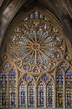 14th century rose window in the French Gothic Cathedral of Saint Stephen of Metz